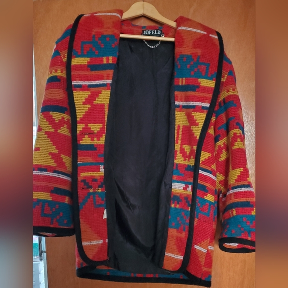 Jofeld Vintage Aztec Blanket Jacket, Size Adult Medium - Picture 3 of 13